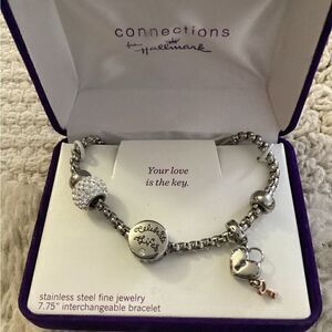 NWT Hallmark, charm bracelet, bling charms, silver tone